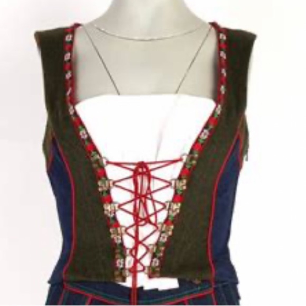 Rare VTG D & G Dolce & Gabbana Dirndl Denim Wool Bustier Size 42 - Picture 12 of 16